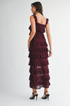 Remy Ruffle Knit Crop Top And Midi Skirt Set - Wine