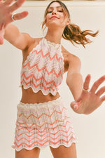 Gaby Crochet Halter Top and Skirt Set