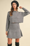 Sheila Long Sleeve Crop Knit Top & Flare Mini Skirt Set