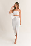 Harper Scuba Top And Midi Skirt Set - White