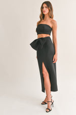 Harper Scuba Top And Midi Skirt Set - Black