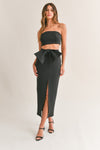 Harper Scuba Top And Midi Skirt Set - Black