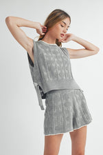 Auriane Knit Contrast Side Tie Vest Top & Short Set