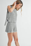 Auriane Knit Contrast Side Tie Vest Top & Short Set