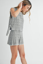 Auriane Knit Contrast Side Tie Vest Top & Short Set