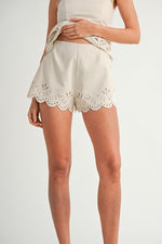 Lee Linen Strapless Embroidered Top & Shorts Set