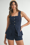 Liv Square Neckline Vest Top & Shorts Set
