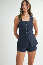Liv Square Neckline Vest Top & Shorts Set