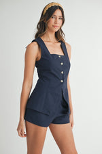 Liv Square Neckline Vest Top & Shorts Set