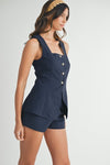 Liv Square Neckline Vest Top & Shorts Set