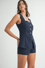 Liv Square Neckline Vest Top & Shorts Set