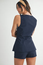 Liv Square Neckline Vest Top & Shorts Set