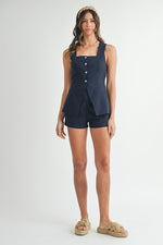 Liv Square Neckline Vest Top & Shorts Set