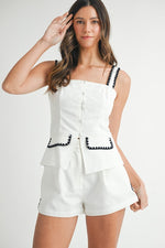 Harmoni Contrast Square Neck Vest Top & Shorts Set