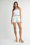 Harmoni Contrast Square Neck Vest Top & Shorts Set