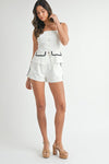 Harmoni Contrast Square Neck Vest Top & Shorts Set