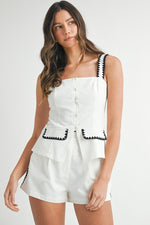 Harmoni Contrast Square Neck Vest Top & Shorts Set
