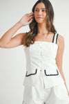 Harmoni Contrast Square Neck Vest Top & Shorts Set