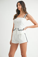Harmoni Contrast Square Neck Vest Top & Shorts Set