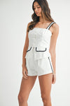 Harmoni Contrast Square Neck Vest Top & Shorts Set