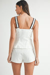 Harmoni Contrast Square Neck Vest Top & Shorts Set