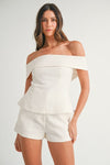 Adele Linen Off The Shoulder Top & Shorts Set