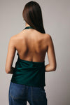 Lilu Satin Cowl Neck Backless Top