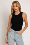 Darlyn Sleeveless Ribbed Bodysuit - Black (SEE ALL COLORS)
