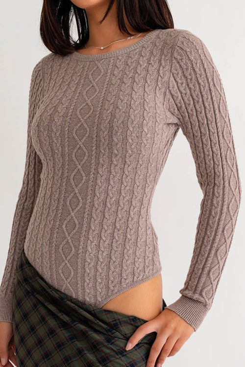 Melora Cable Knit Long Sleeve Bodysuit
