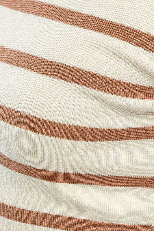 Nora Crop Knit Stripe Top - White/Cream