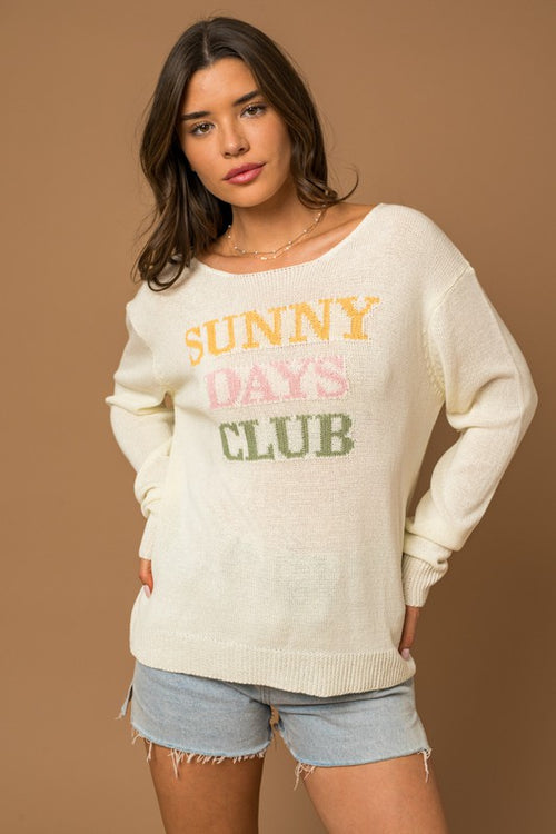 "Sunny Days Club" Light Weight Sweater Top
