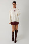 "Cherry Martini" Mock Neck Graphic Sweater Top
