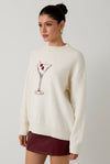"Cherry Martini" Mock Neck Graphic Sweater Top