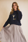 Emmie Long Sleeve Martini Sweater - Navy