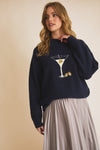 Emmie Long Sleeve Martini Sweater - Navy