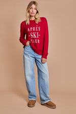 "Apres Ski Club" Crew Neck Long Sleeve Sweater Top