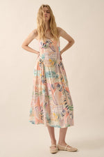 Kanie Tropical Motif Print Cami Midi Dress