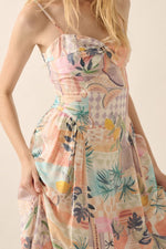 Kanie Tropical Motif Print Cami Midi Dress