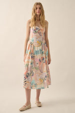 Kanie Tropical Motif Print Cami Midi Dress