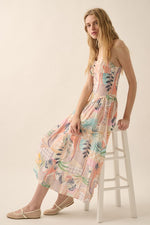 Kanie Tropical Motif Print Cami Midi Dress
