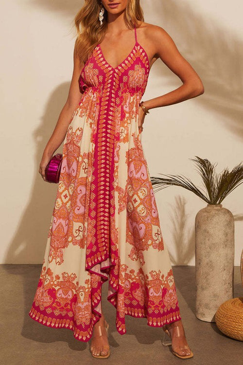 Aileen Halter Low Tie Back Scarf Maxi Dress