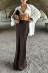 Ashleen Satin Maxi Skirt - Brown