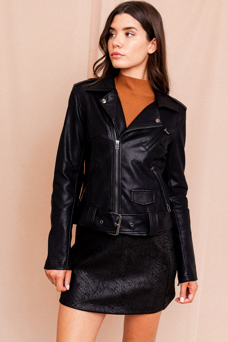 Regan Faux Leather Moto Jacket