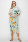 Maybel Front Tie Button Down Floral Midi Dress