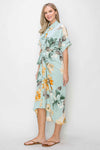 Maybel Front Tie Button Down Floral Midi Dress