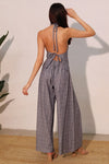 Mackenzie Linen Plaid Halter Tie Back Top & Pants Set
