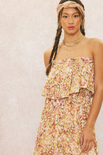 Bianca Printed Ruffle Jumpsuit - Coral Print - BEST SELLER