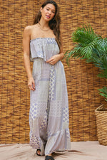 Bianca Printed Ruffle Jumpsuit - Blue Print - BEST SELLER