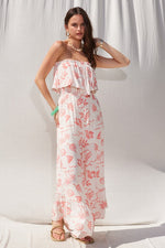Bianca Strapless Jumpsuit with Ruffle Hem - Cream/Blush