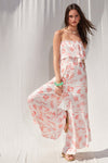 Bianca Strapless Jumpsuit with Ruffle Hem - Cream/Blush
